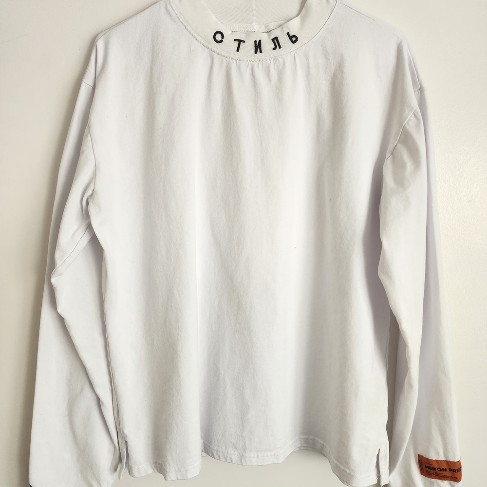 Heron Preston White Shirt with Orange Label